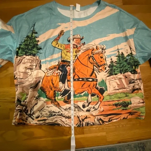 Cowboy Graphic T-Shirt - Blue and Orange - Picture 3 of 5